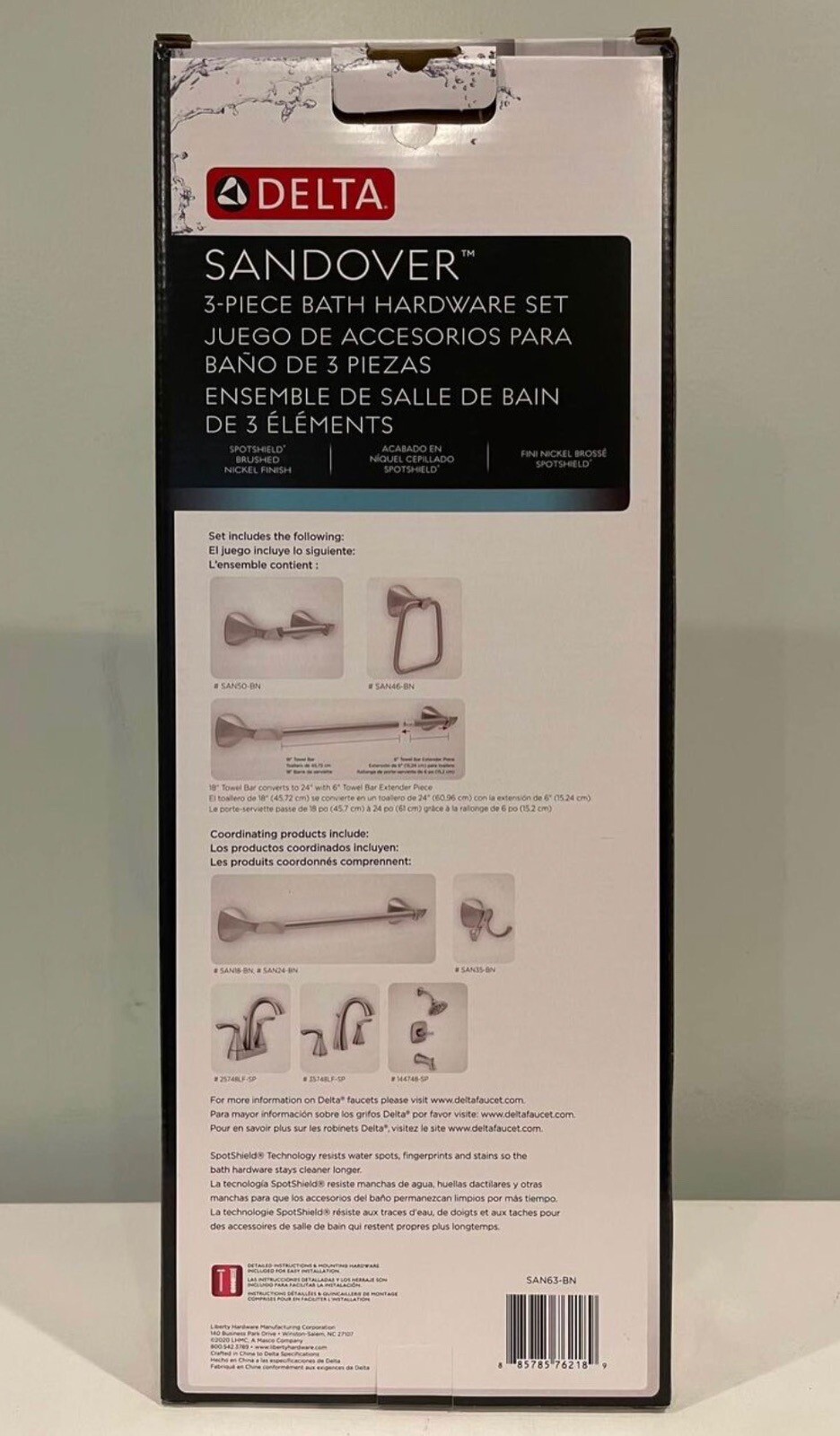 Delta 3Piece Sandover Spotshield Brushed Nickel Decorative Bathroom