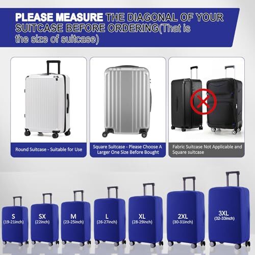 Travel Luggage Cover Suitcase Protector Scratch-Resistant Fit 30-31 inch Blue - Afbeelding 5 van 7