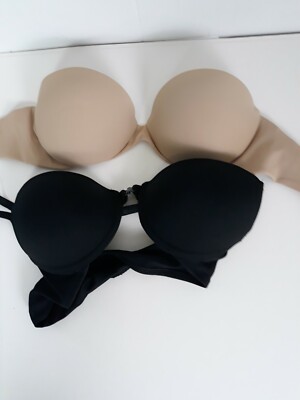 2 Count Bras One Unbranded One Sweet Nothing Black/ Beige. Womens Size 34B