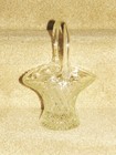 Clear Cut Glass Basket With Handle, Diamond and Floral Design — photo 2