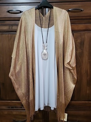 Kimono NWT Bronze Gold Metallic Plus One Size 1X 2X 3X 4X Artsy Boho Bust 90''