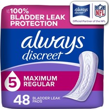 Adult Incontinence Pads Women Maximum Absorbency Regular 48 Count Violet Always