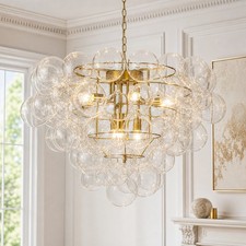 Luxury Clear Glass Bubble Ball Chandeliers Pendant Light For Living Room Stairs