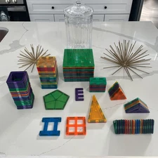 110 Magnetic Building Tiles Mixed Shapes Translucent Multi Brands