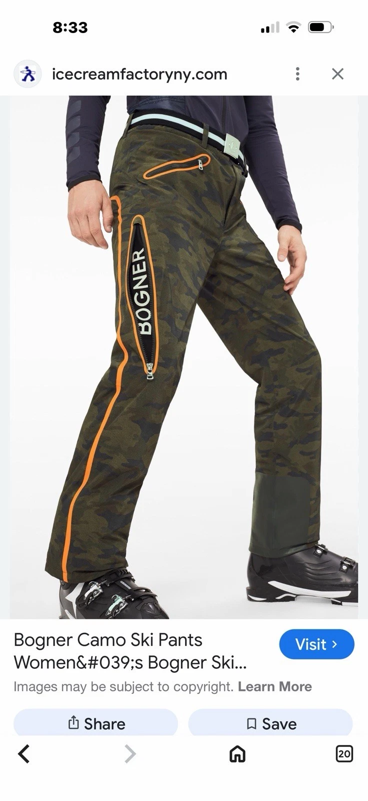 Bogner Fire + Ice Men’s Camouflage Ski Snow Pants Sz 34 MSRP $ 1050