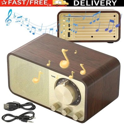Holz Bluetooth Lautsprecher im Retro-Design mit FM Radio 1500mAh Akku Tragbar
