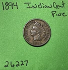 1894 Indian Head Cent / Penny 1c Fine