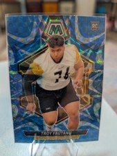 2024 Panini Mosaic - Rookies Troy Fautanu #320 Reactive Blue Mosaic Prizm (RC)