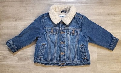 Old Navy Baby Jean Jacket 18-24 Mon Sherpa Fleece Lined Denim Trucker Coat Blue