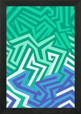 Abstraktes geometrisches Muster in türkis gerahmtes Wandbild Poster Leinwanddruck Bild