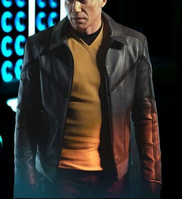 Mens Star Trek Strange New Worlds Captain Pike Leather Jacket Starfleet Costume