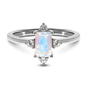 Authentic Lab Grown Beautiful Moonstone Ring 925 Sterling Silver Ring, Gold Plated Ring