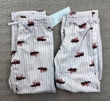 2x Cat  Jack Boys Medium 8 Blue Striped Christmas Candy Cane Cars Pajama Pants