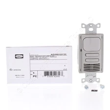 Hubbell Gray Vacancy Sensor Switch Adaptive PIR/US 2 Circuit AD2001GY22
