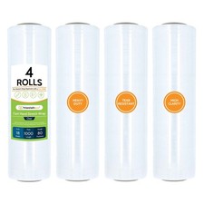 4 Rolls, 18" x 1000' Clear Cast 80 Gauge Hand Film Pallet Stretch Wrap