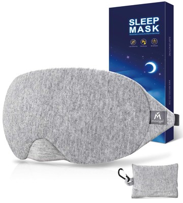 Ergonomic Grey Sleep Mask Adjustable Light Block Blackout Eye Cover Soft Comfort