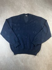 Vintage Philipp Maser V Neck Strick Pullover Navy Wollmischung Made In Austria XL