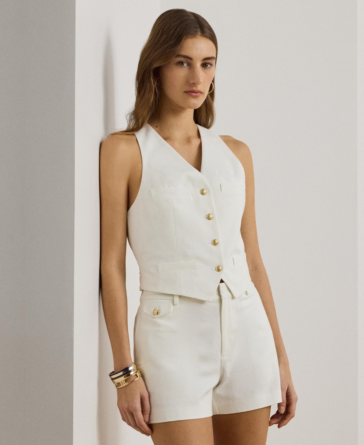 Lauren Ralph Lauren Stretch Cotton Canvas & Twill Vest (Size 4)
