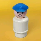 Vintage Fisher Price Little People House Boat Captain-Pilot-Blue Hat-Toy Figure