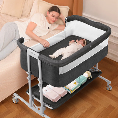 Baby Bassinet Bedside Sleeper Bassinet for 0 5 Months Infants, Unisex, Dark Gray