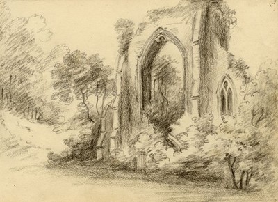 Netley Abbey Hampshire Graphit Zeichnung 1797 John Maule Original