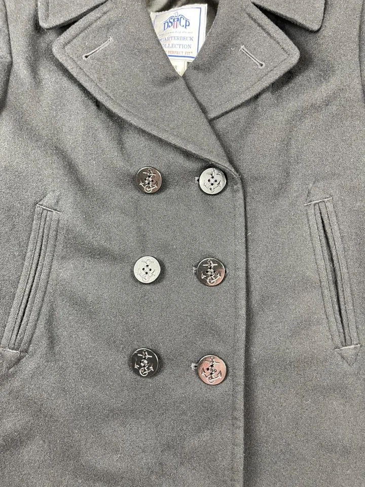 Abrigo DSCP Pea para mujer 10R mezcla de lana doble botonadura chaqueta militar clásica Foto 3 de 4