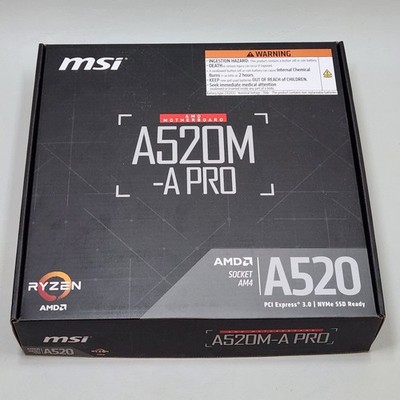 MSI A520M-A PRO V1 Gaming Motherboard (AMD Ryzen 5000, AM4, DDR4, PCIe 3.0, SATA