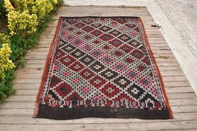 Tapis de tente vintage Adana Cicim Kilim turc 58''x89'' tissé à la main... - Photo 1/4