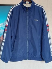 Vintage 90s Adidas Track Jacket Navy Blue XL Retro Sportswear Windbreaker Rare