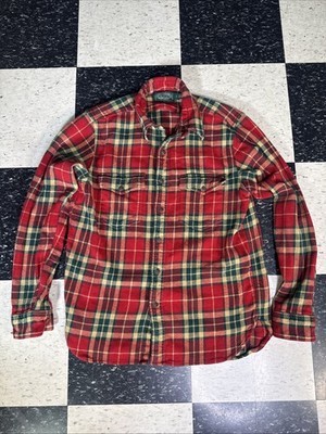 Vintage Men s Polo Ralph Lauren Country Cotton Flannel Loop Collar Long Sleeve M