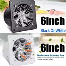 6" Exhaust Fan Ventilation Extractor Fan Wall-Mounted Square Blower Black White