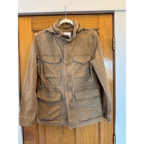 Old Navy Utility Jacket Khaki Tan Hooded Anorak Field Coat Men's Jacket Size S - product listing photo