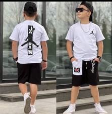 Jordan Boys 8-10 3pc Outfit Set Graphic Logo Tee  Drawstring Shorts