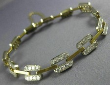 PULSERA TENIS FILIGRANA RECTANGULAR 3D ORO DOS TONOS 14KT DIAMANTE ESTADO 2.0CT