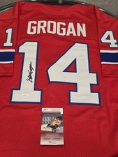 Steve Grogan Autographed/Signed Jersey JSA COA Red Custom Jersey
