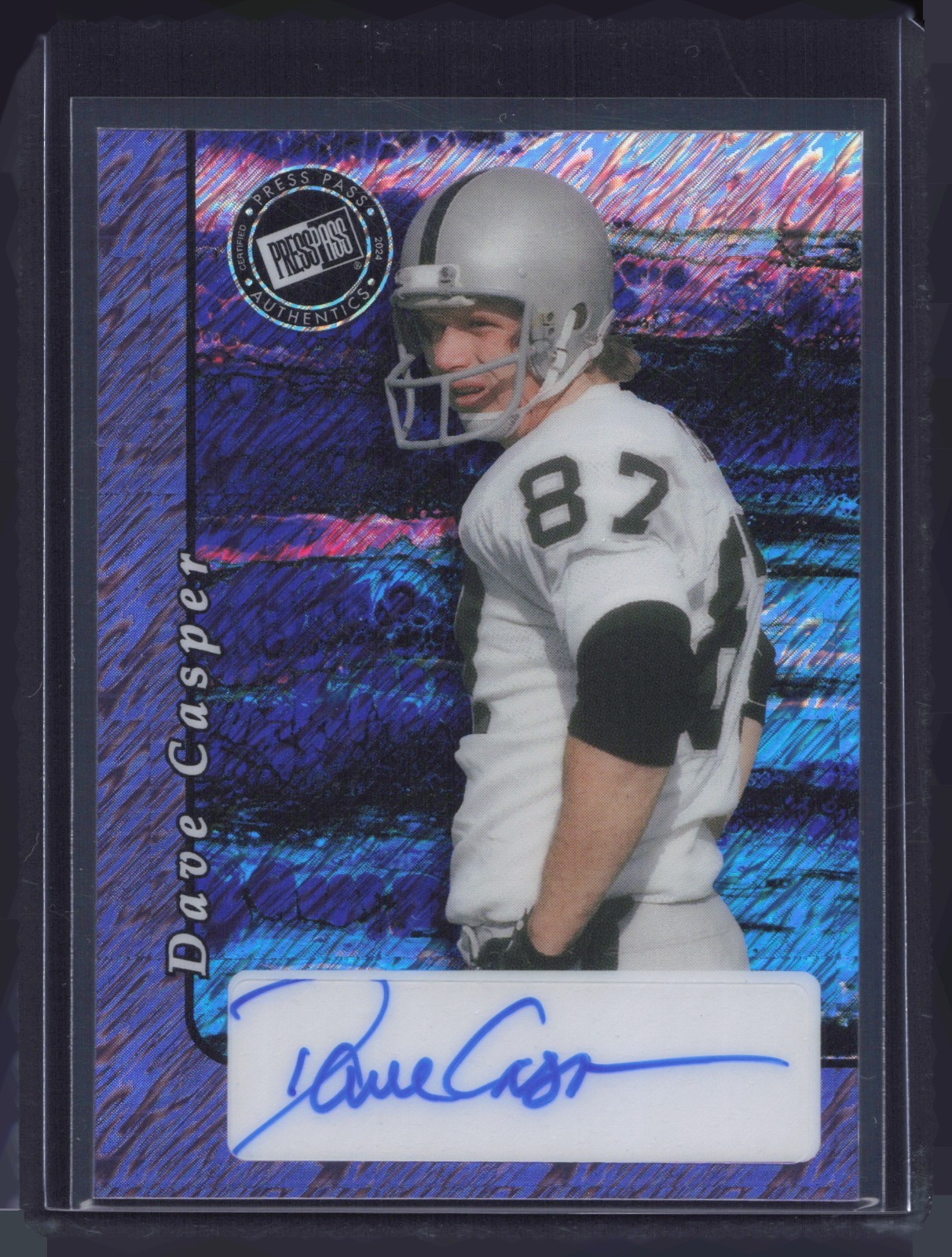 2024 Leaf Metal Collective Press Pass Dave Casper Purple Shimmer Auto /8 Raiders