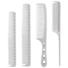 4 Types Aluminum Hair Combs for Cutting Stainless Steel Hair Tail Metal Comb ...