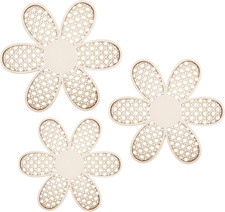 3 Pieces Boho Daisy Wall Decor, Rattan Flower Wall Hanging Art Wooden Wooden Boh