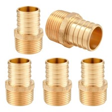 1" PEX Crimp Fittings - Brass NPT Adapter, Pack of 5, 1" x 1" Pex Fitting for...