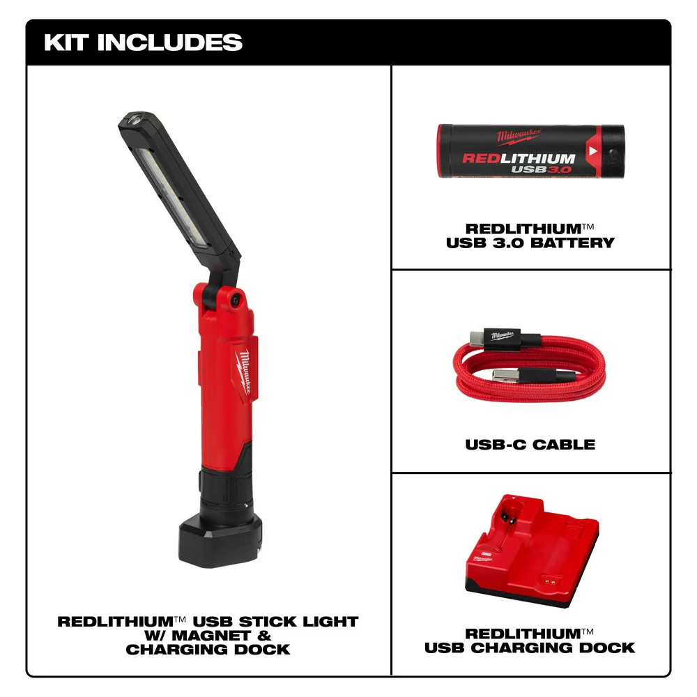 Milwaukee 2128-22 REDLITHIUM USB Stick Light w/ Magnet Charging