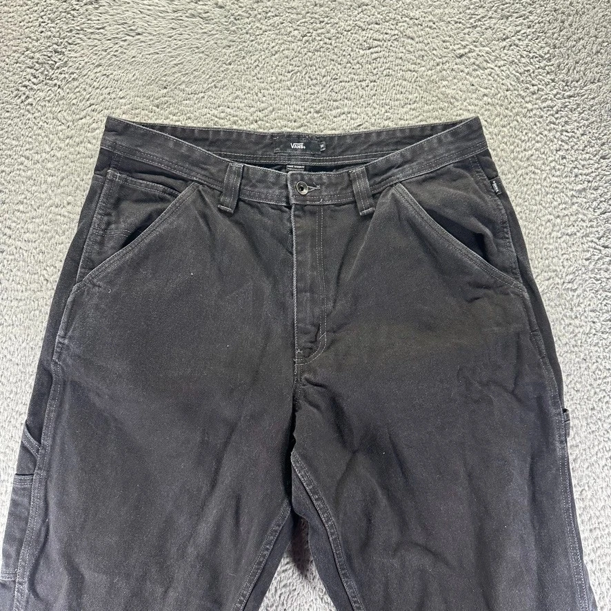 Pantalones de mezclilla vintage Vans para hombre 38x32 negros carpintero holgados sueltos patinador cónico Foto 2 de 4