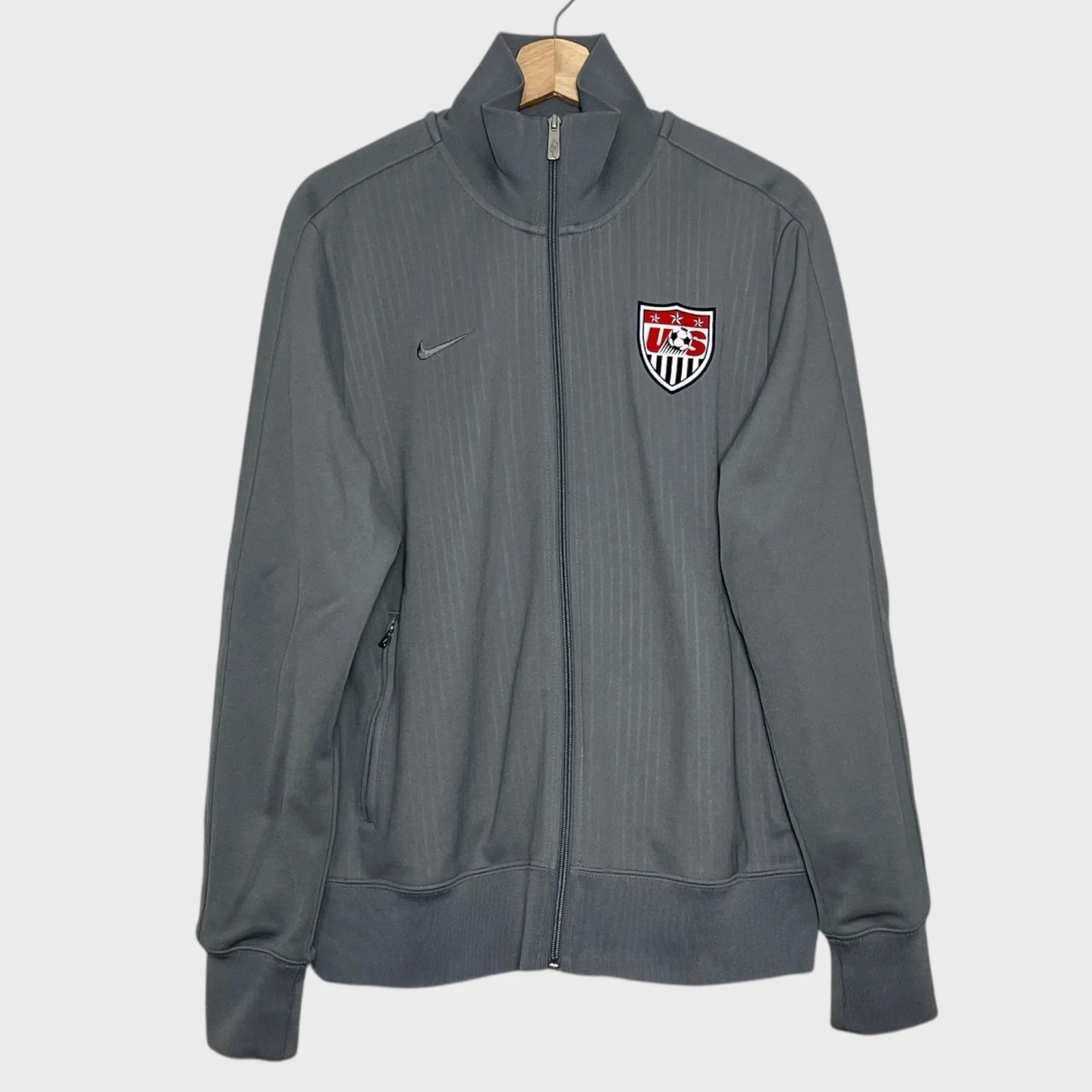 Vtg Nike USMNT US Soccer USA 2012 Gray Pre Match Training Track Jacket Large L
