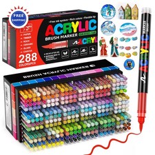 Acrylic Paint Markers 288 Colors Soft Brush Tip Water Based Odorless Waterproof