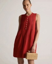 Quince 100% European Linen Sleeveless Swing Dress in Chile Red Large Luxury Boho