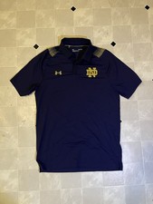 Under Armour Notre Dame Irish Polo Shirt Men's Small Blue Short Sleeve Iso-Chill