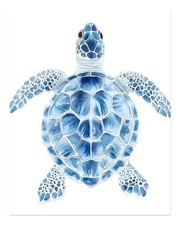 Blue Sea Turtles Wall Art Ocean Decor Print Watercolor Nature