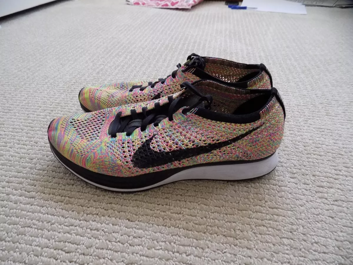 MENS 10 WOMENS 11.5 NIKE FLYKNIT RACER SHOES RAINBOW PINK 526628 004 | eBay