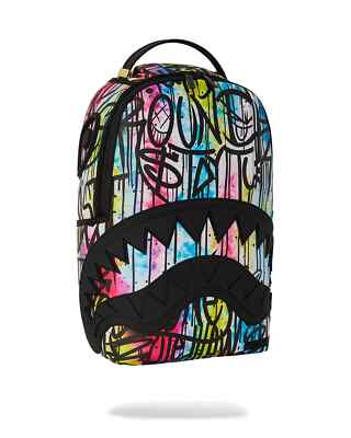 た*い様 SPRAYGROUND ブラックバックパック グラフィックプリント Sprayground Graffiti Shark Mouth Backpack🔥New Black Bookbag Large