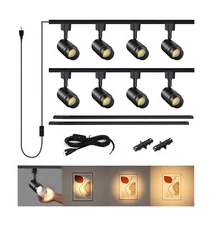 Plug in Track Lighting with Power Cord, 8-Light Zoomable LED Track Lighting K...
