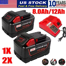 12.0AH Battery For Milwaukee for M18 18V Extended Lithium 48-11-1880 or Charger